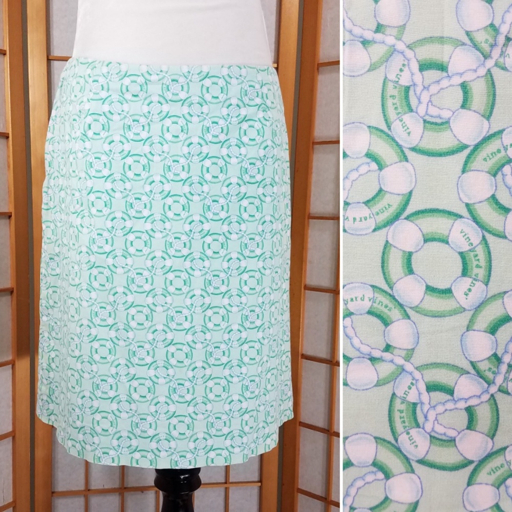 Vinyard Vines green and white nautical skirt